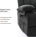 Recliner Chair Oversized 360° Swivel Rocker Recliners with Massage and Heating Theater Chairs Lounge Sofa Adults Lazy Sofas Single Couch for Living Room Overstuffed Armrests XL (Grey)