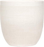 Creative Co-Op Large Matte White Embossed Stoneware Planter