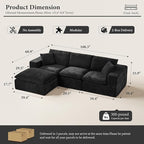 108" Sectional Couches for Living Room Boneless Couch Upholstered Cloud Couch Sectional Modular Sectional Sofa with L Shaped (Chenille-Black, 3 Seat+1 Ottoman)