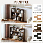 IOTXY Wooden Extendable Shelf Bookcase - 3-Tier Ladder Low Short Bookshelf for Small Space or Corner, Dark Walnut, L