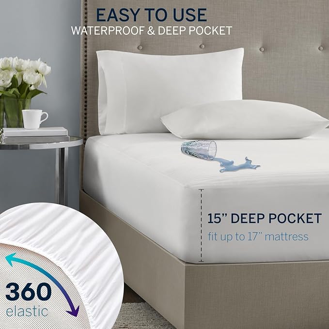 Serta Waterproof Heated Mattress Pad - Electric Bed Warmer with 10 Heat Settings, Auto Shut Off Timer, ETL Certified Electric Mattress Pad, Elastic Deep Pocket, Machine Washable, White Full