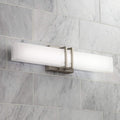 Possini Euro Design Exeter Modern Wall Mount Light LED Brushed Nickel Silver Metal 24" Wide Vanity Bar Fixture Rectangular Silk Screened Glass Shade Decor for Bathroom Over Mirror House Home