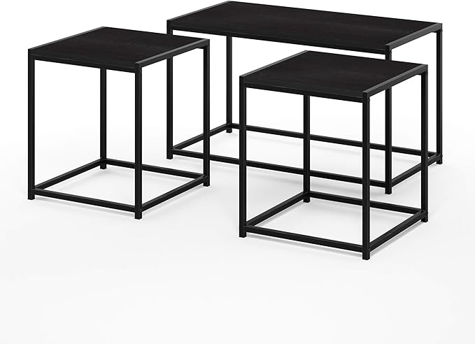 Furinno Camus Modern Living Room Coffee Table with 2 End Tables Set, Americano