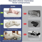 102" Sectional Couches for Living Room,Boneless Cloud Couch,L-Shaped Sofa with Oversized Deep Seat,Comfy Couch for Bedroom,Compressed Sofa in a Box,No Assembly Required(Corduroy,Beige)