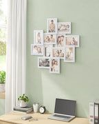 SONGMICS 4x6 Collage Picture Frames, 12-Pack Photo Collage Frame for Wall Decor, Glass Front, Assembly Required, Christmas Gift, Cloud White URPF22WTV1