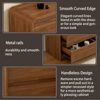 8 Drawer Dresser For Bedroom 55 Inch Wood Chest of Drawers - Curved Anti Collision, Mid Century Dresser For Closet with Natural Texture & Pre-Embedded Slots for TV Stand, Living Room, Nursery