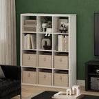 Furinno Cubicle Book Shelf, 12-Cube Thick Frame Bookshelf, Reversible Bookcase with Open Back, 14.6 x 43.8 x 58, for Living Room, Bedroom, Home Office, White