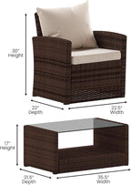 Flash Furniture Aransas Series 4 Piece Brown Patio Set with Beige Back Pillows and Seat Cushions