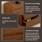9 Drawer Dresser For Bedroom 63 Inch Wood Chest of Drawers - Curved Anti Collision, Mid Century Dresser For Closet with Natural Texture & Pre-Embedded Slots for TV Stand, Living Room, Nursery