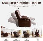Dual Motor Power Lift Recliner Chair for Elderly with Massage and Heat, Oversized Lift Chair with Arm Storage, Lay Flat Lift Recliner for Adults, Big Tall, Infinite Position, Brown