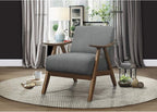 Lexicon Mid Century Modern Accent Chair with Solid Wood Frame in Walnut Finish, Upholstered Living Room Lounge Arm Chair, Thick and Comfy Innerspring Seat Cushion, Linen-Look Fabric, Gray