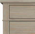 SIMPLIHOME Carlton Bedside Table - 24 inch Wide Solid Wood Nightstand Table in Distressed Grey, Transitional Bedroom Side or End Table with 2 Drawers, Open Storage Shelf and Bronze Hardware