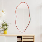 JONATHAN Y MIR200B Everly 20 in. W x 42 in. H Large Irregular Framed Decorative Wall Mirror, for Bathroom, Living Room, Bedroom, Red