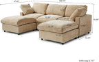 Cloud Couch Modular Sectional Sofa,100.5" U Shaped Couch, Oversized Convertible Wide Seater,3 Seater with 2 Ottomans for Living Room Set, Covers Washable&,Khkai
