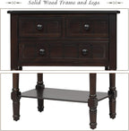 Knocbel Slim Antique Entry Console Table with Drawers & Bottom Open Shelf, Solid Wood Sofa Couch Table for Entryway Hallway Living Room (Espresso)