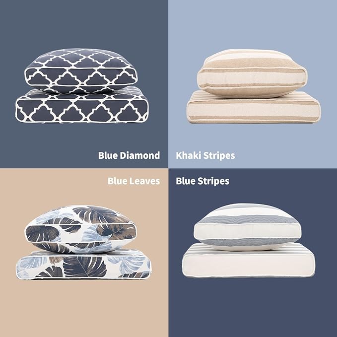 Outdoor Cushion Set for Patio Furniture Deep Seat Chair Cushions Weather Resistant Sofa Chair Pad, 24.4x23.6 Inch, Blue Diamond