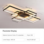 GEADI Large Modern LED Ceiling Light, 35.4" Dimmable Flush Mount Ceiling Lights with Remote Control, Black 3 Rectangular Light Fixtures for Kitchen Bedroom Dining Room(3000-6500K)