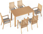 Wisteria Lane Aluminum 7 Pieces Patio Dining Sets, Outdoor Dining Table with 6 Chairs, Outdoor Patio Dining Furniture Set with Removable Cushion for Lawn, Garden, Backyard, Brown