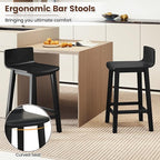 COSTWAY Solid Wood Bar Stools Set of 4, 24.5-inch Counter Height Chairs with Low Back and Footrest, Farmhouse Wooden Armless barstools for Kitchen Island, Dining Room, Cafe, Breakfast, Black