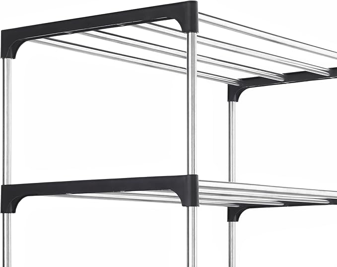Whitmor 7-Tier Shoe Rack - Small Space Solution - Store up to 14 Pairs of Shoes - Organize Shoes & Accessories - Chrome & Black