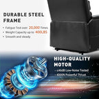 EONIX Dual Motor Lay Flat Power Lift Recliner Chair for Elderly, Faux Leather Electric Lift Chairs for Adults, 400lbs Heavy Duty Power Recliner with Heat Massage Charging Ports, SLRY003, Black