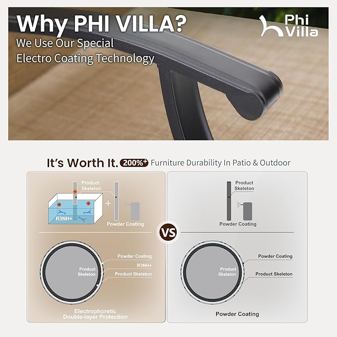 PHI VILLA Outoor Swivel Bar Stools Set of 6 with Armrest and Backrest, 30" Seat Height High Top Bar Height Patio Chairs, Brown Textilene Fabric