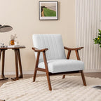 Giantex Mid-Century Modern Accent Chair, Upholstered Comfy Living Room Chair with Arms, Anti-Slip Felt Pads, Wooden Frame Soft Padded Armchair for Living Room Bedroom Office Study, Beige