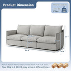 94.6" Cloud Modular Sectional Sofa, Waterproof Down Filled Sectional Sofas, High Backrest 3 Seater Sectional Couches for Living Room, Modern Modular Couch with Removable Cover, Light Gray