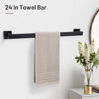 YACVCL Matte Black Bathroom Hardware Set,10 Pieces Towel Bar Set,Towel Holder Set for Bathroom SUS304 Stainless Steel Wall-Mounted Towel Rack Set,23.6 Inch Black Bathroom Accessories