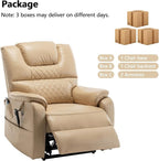 Power Lift Recliner Chair Recliners for Elderly,Lay Flat Air Leather Recliner with Heat and Massage,Dual Motor Lounge Recliners for Living Room