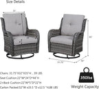 HUMMUH 5 Pieces Outdoor Furniture Patio Furniture Set Wicker Outdoor Sectional Sofa with Swivel Rocking Chairs,Patio Ottomans