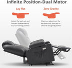 MCombo Dual Motor Large Power Lift Recliner Chair for Elderly, Lay Flat Lift Chair with Heat and Massage, Big Lift Recliner for Tall People, Faux Leather 7815 (Grey, Large)