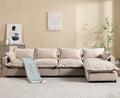 chairus 126" Modular Sectional Sofa with Moveable Ottoman Upholstered Deep Seat Linen Couch Set with Soft Pillows L-Shape Sofa Couch for Living Room, Apartment, Reception Room, 4-Seater/Oatmeal