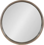 Kate and Laurel Hutton Round Decorative Wood Frame Wall Mirror, 30 Inch Diameter, Graywash