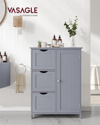VASAGLE Floor Storage Cabinet, Freestanding Storage Unit with 3 Drawers, 1 Adjustable Shelf, for Bathroom Living Room Dining Kitchen, 11.8 x 23.6 x 31.5 Inches, Dove Gray UBBC049G02