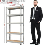 Yaheetech Storage Shelves 5 Tier Garage Shelving Heavy Duty Garage Shelves Adjustable Metal Shelving Unit Utility Rack Industrial Shelving for Warehouse Pantry Closet, 27.5"W x 12"D x 60"H, Light Gray