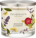Pecksniff’s 3 Wick Candle – Jasmine & Hyacinth, 550 g / 19.4 oz – Long Lasting Burn, Elegant Home Decor & Relaxing Ambiance