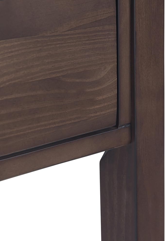 SIMPLIHOME Hollander Console Table - 60 Inch Wide Solid Wood Sofa Table in Warm Walnut Brown, Contemporary Storage Table for Entryway or Living Room with 3 Drawers and Sleek Metal Hardware