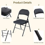 Black Folding Chairs 20 Pack with Padded Cushion and Back, Foldable Outdoor Chairs with 330-LBS Capacity, Portable Heavy Duty Metal Frame Commercial Seat for Party Kitchen Dinning Events Wedding