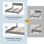 Allewie Full Size Bed Frame with Adjustable Headboard, Upholstered Platform Bed with Wood Slats, Heavy Duty Mattress Foundation, No Box Spring Needed, Noise-Free, Easy Assembly, Light Grey