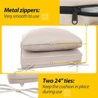 AAAAAcessories Outdoor Deep Seat Cushions, Waterproof, Fade-Resistant Patio Furniture Replacement Cushions, 24" x 24" x 5" + 24" x 13.5", Set of 4, Khaki Beige