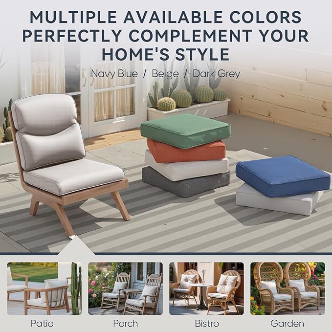 10-Piece Outdoor Patio Cushion Set - Fade & Water Resistant with Removable Olefin Cover, 22x24x4 Inch Memory Foam Cushions for Wicker Sectional Sofa – Beige/Crescent