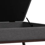 SIMPLIHOME Owen 40 inch Wide Mid Century Modern Square XL Coffee Table Storage Ottoman in Slate Grey Polyester Fabric, Assembled, for The Living Room, Entryway and Family Room