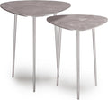 SIMPLIHOME Shelton Contemporary 20 inch Wide Metal 2 Pc Metal Nesting Table in Nickel for the Living Room and Bedroom