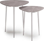 SIMPLIHOME Shelton Contemporary 20 inch Wide Metal 2 Pc Metal Nesting Table in Nickel for the Living Room and Bedroom