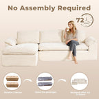 Modular Sectional Sofa, 107.5" L-Shaped Boneless Couch with Deep Seat, Modern Minimalist Upholstered Cloud Sectional Couch for Living Room Bedroom, No Assembly Required, Beige Corduroy