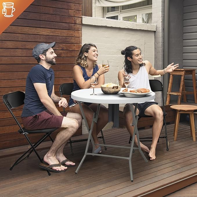 VINGLI 5 Pack Black Plastic Folding Chair, Indoor Outdoor Portable Stackable Commercial Seat with Steel Frame 350lb. Capacity for Events Office Wedding Party Picnic Kitchen Dining