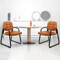 CLATINA Waiting Room Chairs with Padded Arms Leather Guest Chair no Wheels for Office Reception and Conference Desk with Sled Base Orange, 2PK