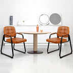 CLATINA Waiting Room Chairs with Padded Arms Leather Guest Chair no Wheels for Office Reception and Conference Desk with Sled Base Orange, 2PK