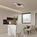 GEADI Large Modern LED Ceiling Light, 35.4" Dimmable Flush Mount Ceiling Lights with Remote Control, Black 3 Rectangular Light Fixtures for Kitchen Bedroom Dining Room(3000-6500K)